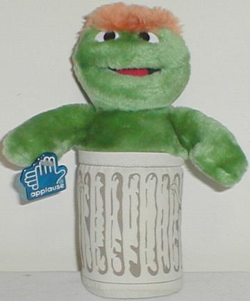 GUND Oscar The Grouch Green Silver Garbage Can 10 Inch Stuffed Plush 2003 for sale online 